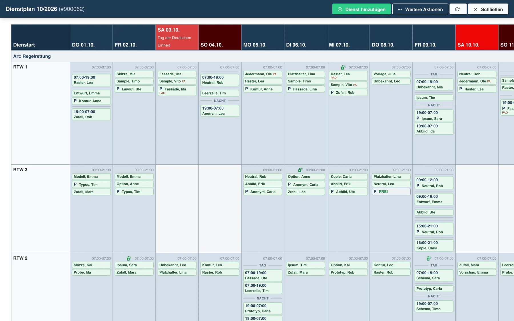 Der Dienstplan